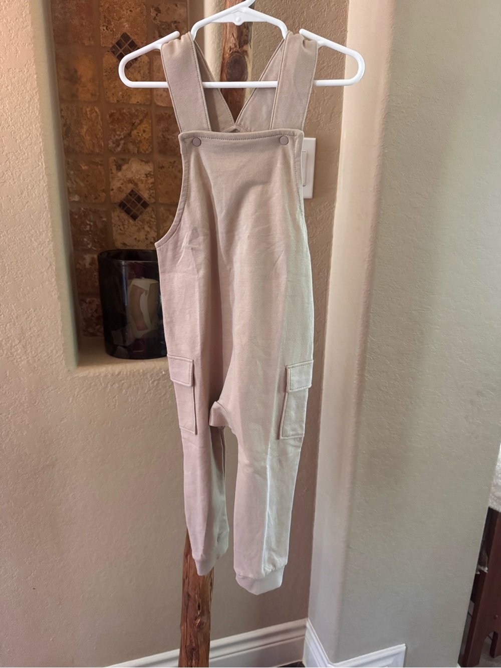 H&M 2T Neutral Tan Cargo Overalls